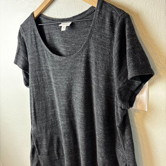 Pure Jill Heathered Black Short Sleeve Pocket Tunic Dress XL - Picture 3 of 6